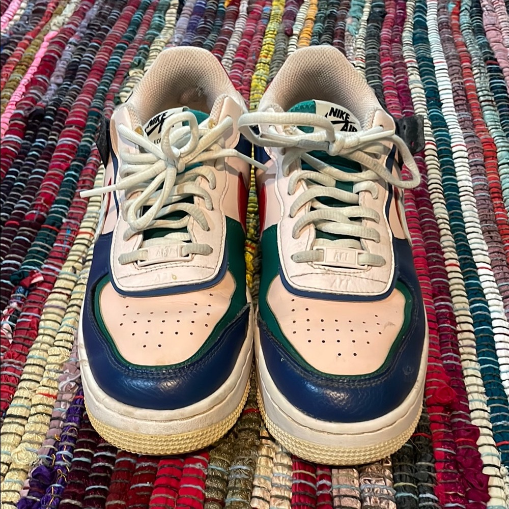 Nike Blue and Green Retro Sneakers